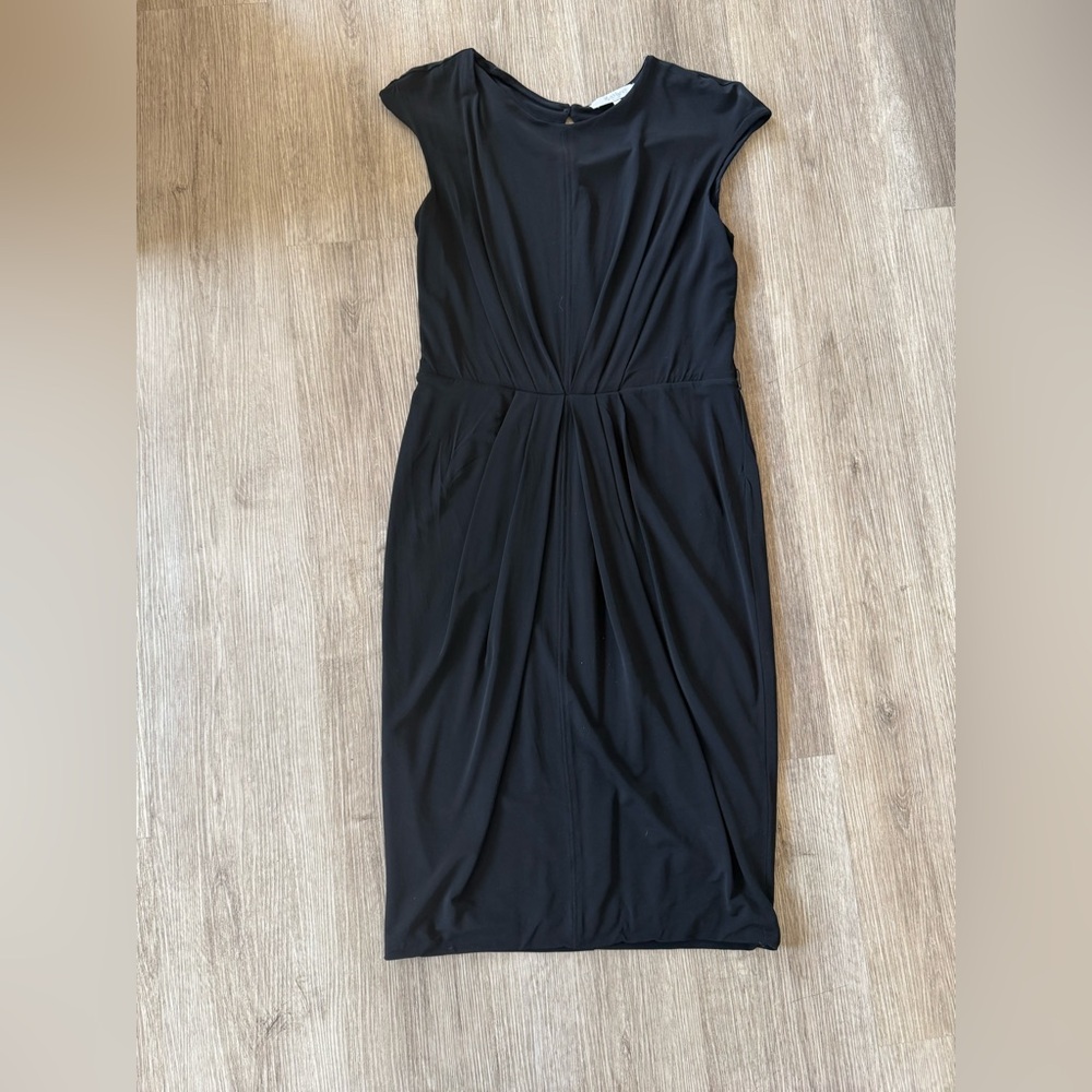 Max Mara Black Draped Dress Size 44 Flattering Minimal Chic